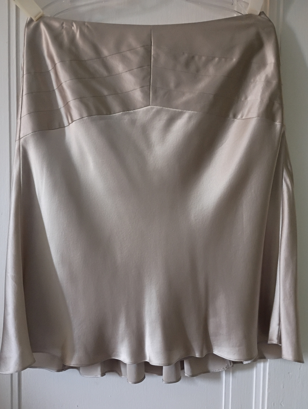 Ann Taylor Satin A-Line Skirt in Light Taupe